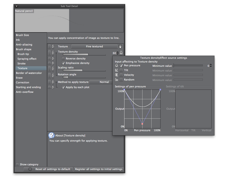 Texture settings